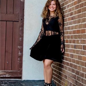 Free People Black Lace Mini Dress